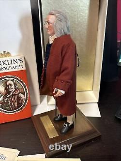 Poupée Vintage de Benjamin Franklin avec image vivante, 11 pouces de haut, neuve et complète avec COA