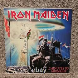 Signé /autographié Iron Maiden 2 Min To Midnight 12 Vinyl