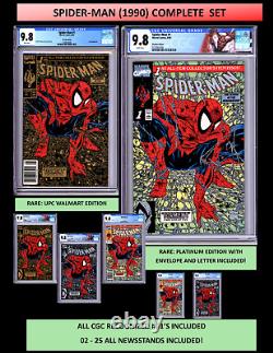 Spider-Man n°1 25 CGC 9.8 WP KIOSQUE À JOURNAUX (S) ENSEMBLE DE 31 LIVRES PLATINE & OR