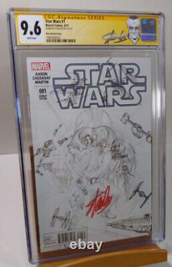 Stan Lee Signed Star Wars #1 Cgc 9,6 Nm+ 3/15 Ross Sketch Cover 001 Variante