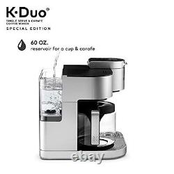 Traduisez ce titre en français : K-Duo Édition Spéciale Machine à Café avec Dosette K-Cup et Carafe pour une seule portion, argent.